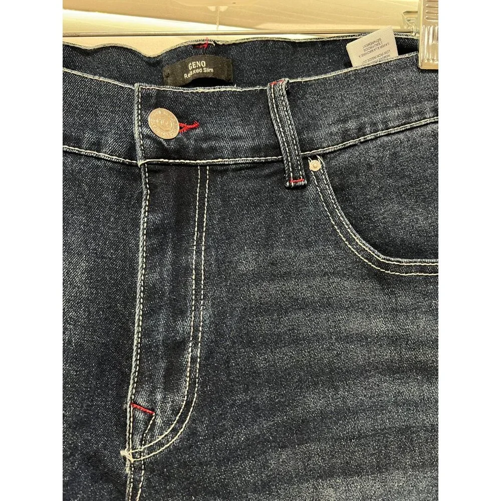 True Religion Geno Big T Flap Relaxed Slim Indigo Blue Jeans Mens 40x32 NEW